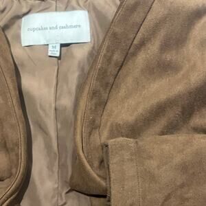 Cupcakes‎ and Cashmere Jacket Womens Medium Vegan Suede Cardigan Waterfall Brown